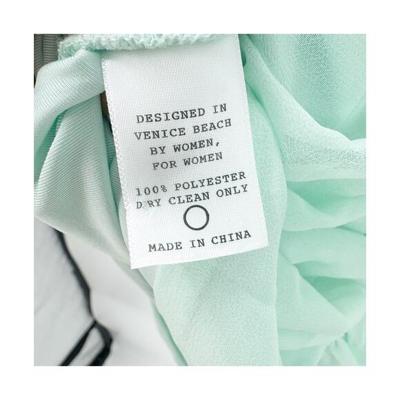 Flynn Skye Mint Green Ruched Mina Mini Dress Puff Sleeve Small NWT - Picture 10 of 12